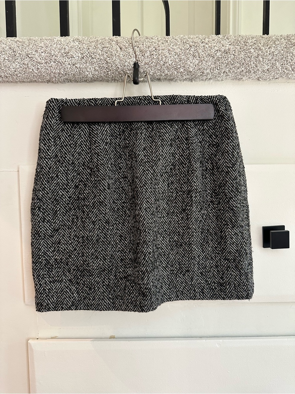 Classic B&W Herringbone Mini Skirt